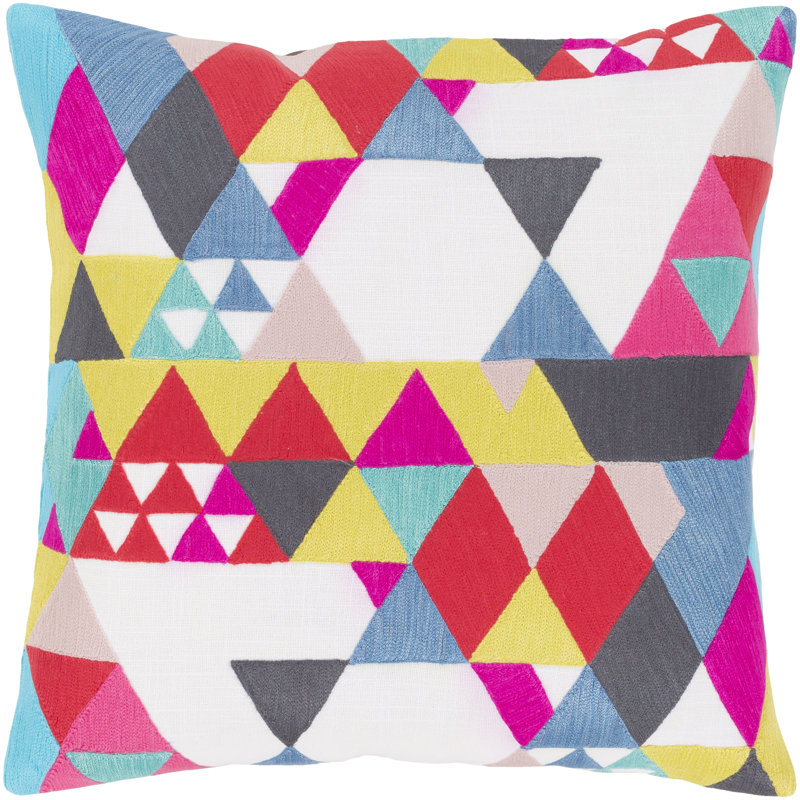 Ardent 100% Cotton Pillow Cover, 20" H x 20" W, Bright Red, Lime