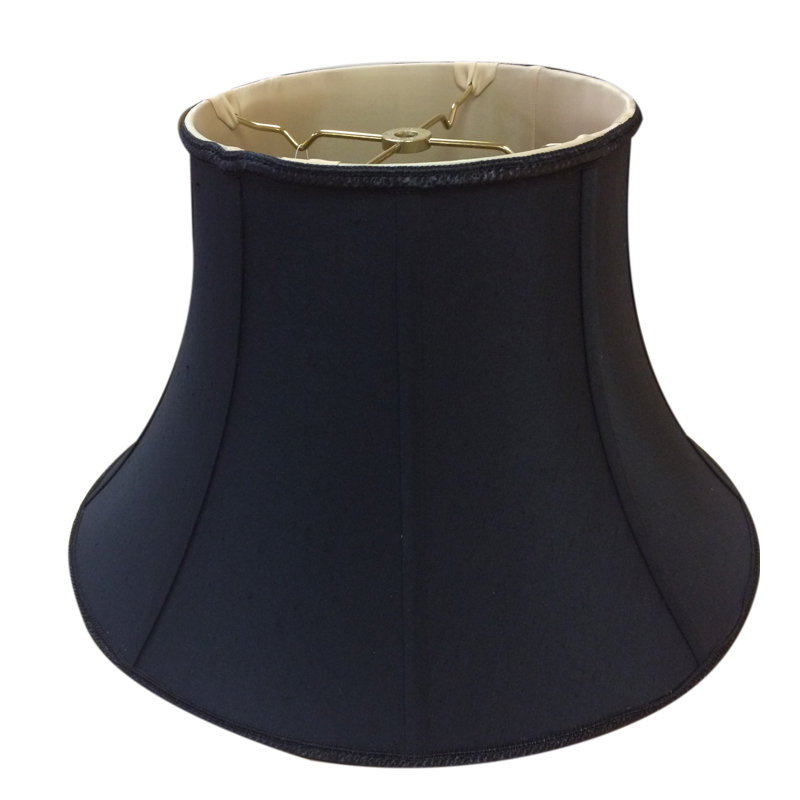 Abat-jour cloche en soie / shantung (araignée), Noir / doré, H 9 po x l 14 po x P 14 po