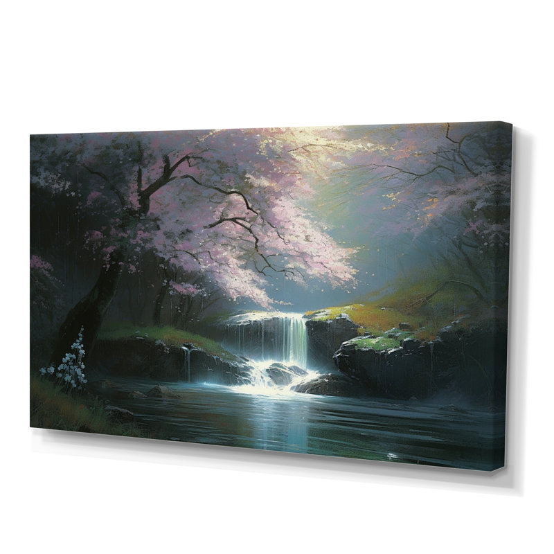 Nayma Cherry Blossom Stream I sur toile, H 12 po x l 20 po x P 1 po, Toile tendue