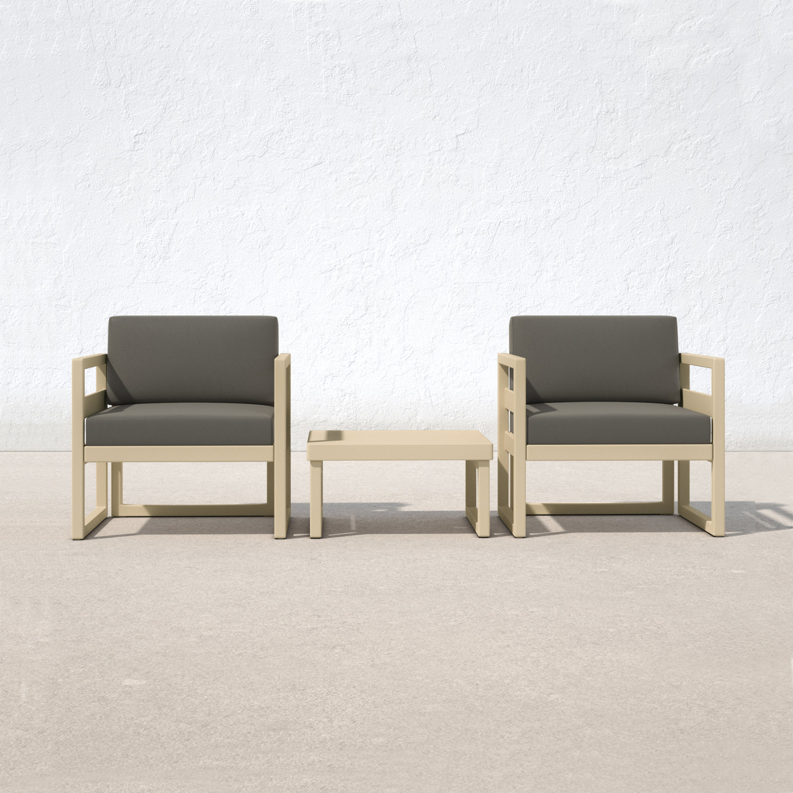 Kalani 2 - Person Patio Conversation Set with Sunbrella® Cushions, Taupe, Charcoal