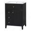 24 Inch Bathroom Vanity With Sink, MDF & Rubberwood, Ample Storage, Compact Design For Small Spaces