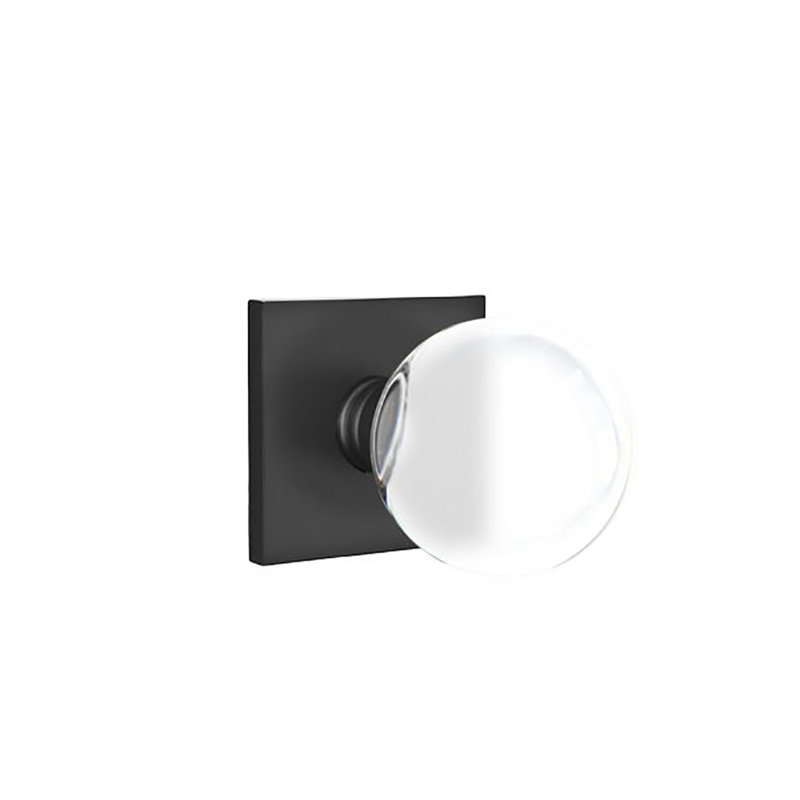 Passage Bristol Crystal Knob with Square Rose, Flat Black