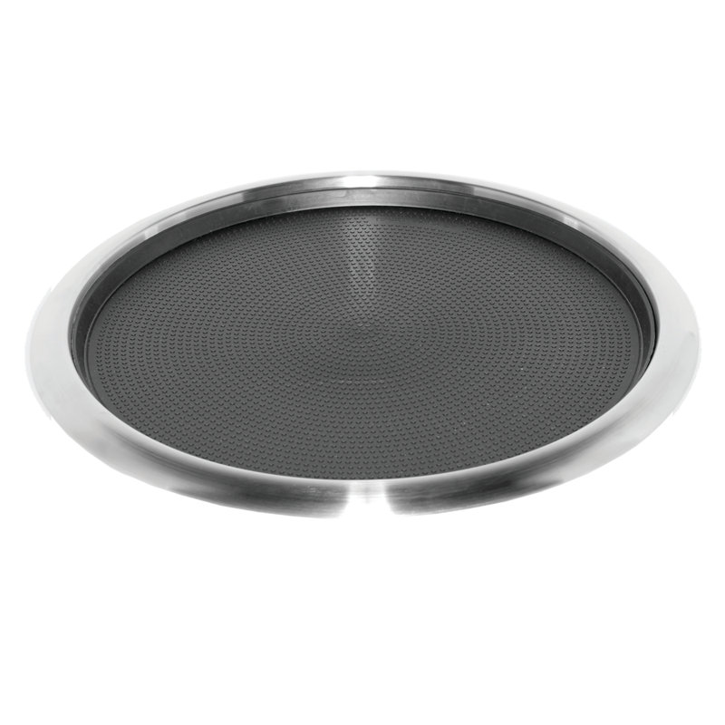 Round Stainless Steel Tray with Non-Slip Rubber Inserts, 14"