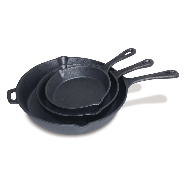 3pcs Saute Fry Pan - Pre-Seasoned Cast Iron Skillet Set - Nonstick