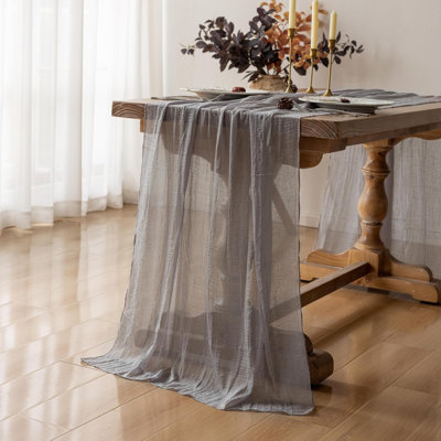 Chemin de table gris 3 pièces 3 pièces 120 pouces pour la fête | Pour le mariage, fête de fiançailles, fête de fiançailles, fête de fiançailles, décoration de maison rustique 10 pi