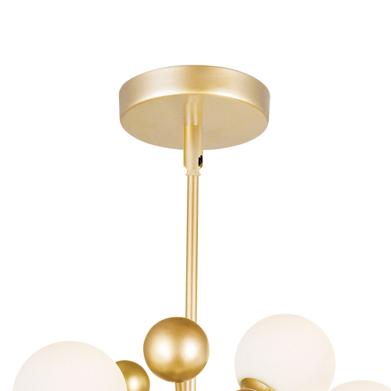 16'' Sun Gold Sputnik Chandelier for Bedroom, Kitchen, or Bathroom – 8-Light Modern Ceiling Fixture with G9 LED Bulb Base