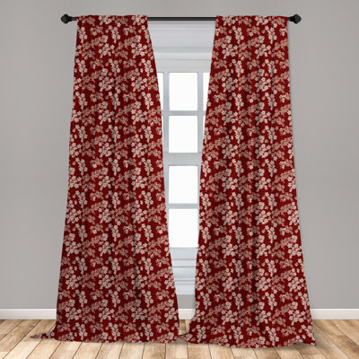 Floral Semi-Sheer Rod Pocket Curtain Panels