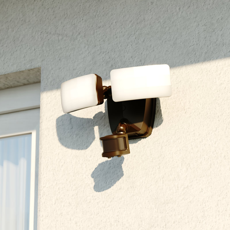 Ixacc 2 Light LED Outdoor Motion Sensor Adjustable Security Flood Light Bronze