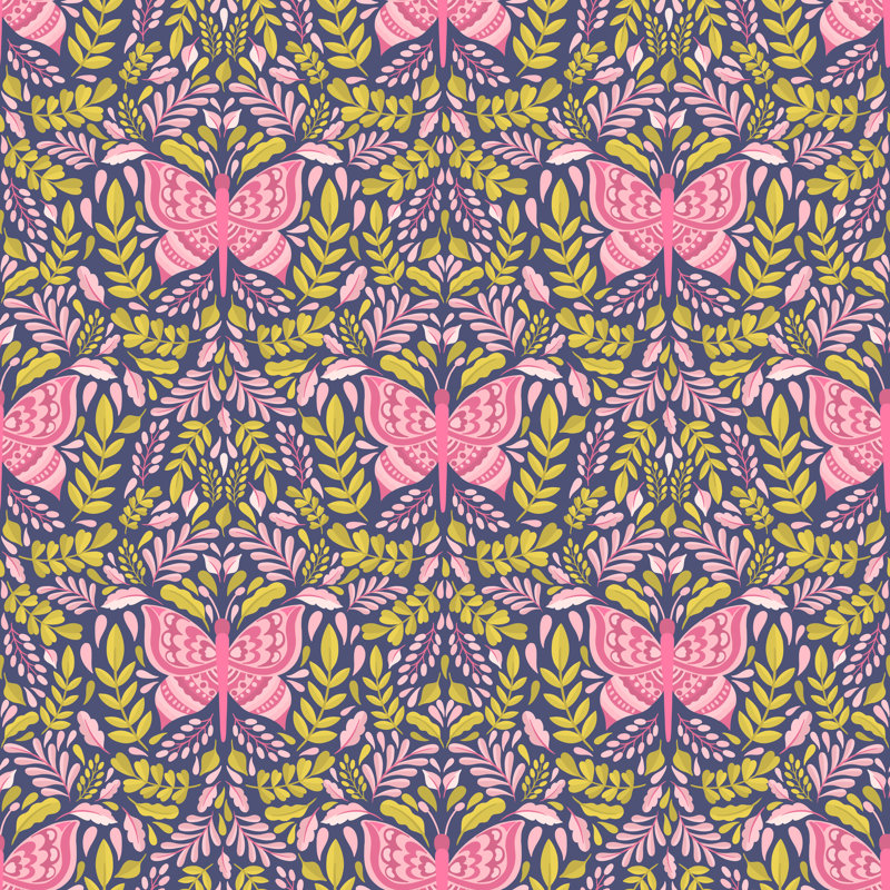 Motif papillon et plante Kamruddin, H 30 po x l 30 po x P 1,25 po