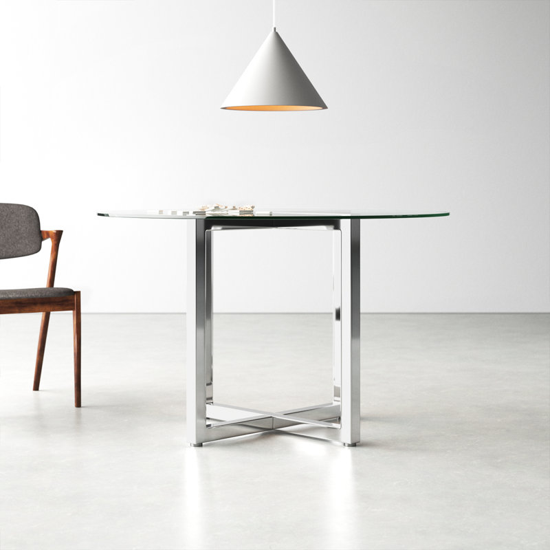Dern Glass Round Dining Table, 48" W x 48" L, Standard (30" Height)