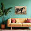 Dark Horse And Dog Classic Abstract Contemporary Dog Horse Portrait Landscape Wall Art Print by Mathieu - Wrapped Canvas Print-1317140852