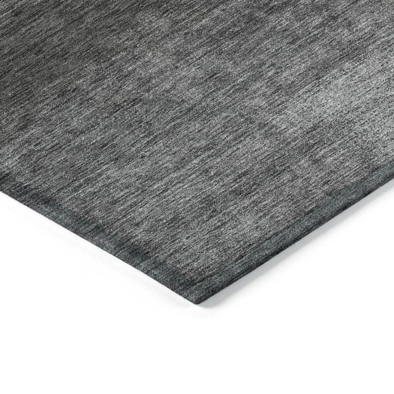 Tapis extérieur lavable abstrait gris anthracite et ivoire 10 pi x 14 pi