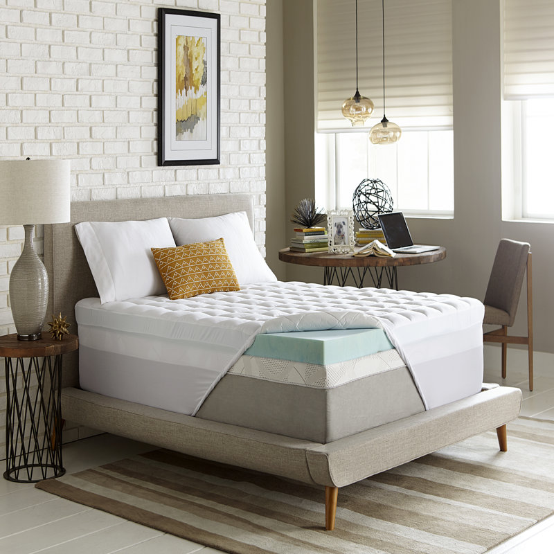 Rayo 5.5" Gel Memory Foam and Fiber Two-piece Mattress Topper, King 