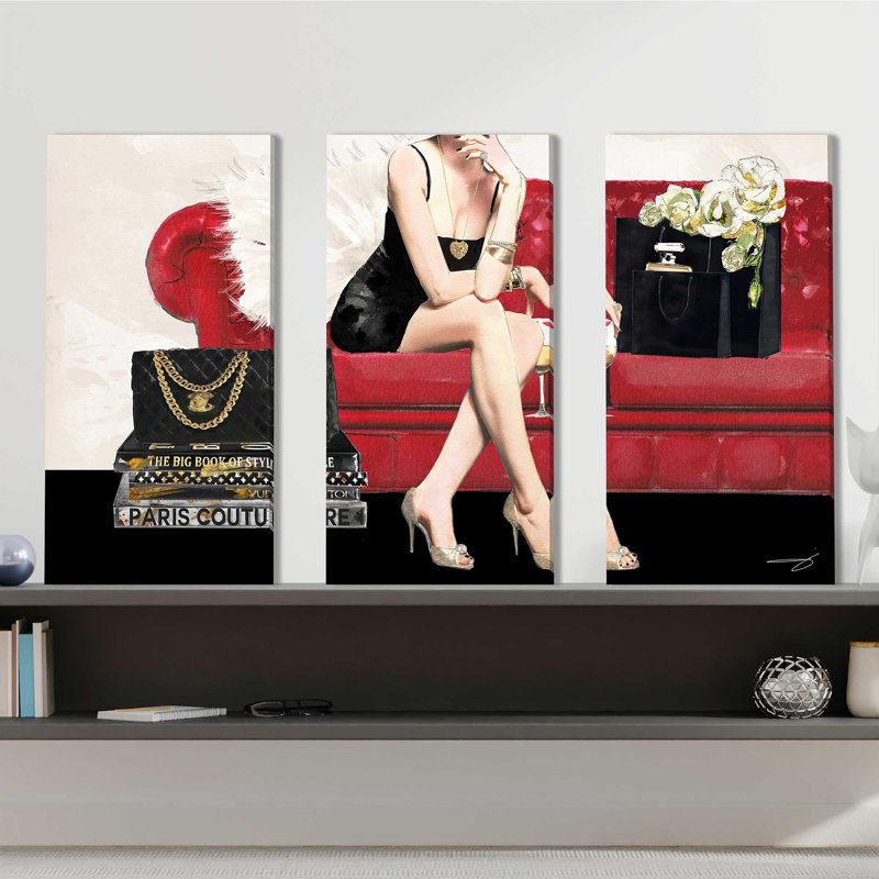 "Hers 1" par Jodi, ensemble de 3 impressions sur toile