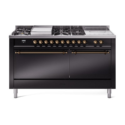 ILVE Nostalgie II 60 in Dual Fuel Range, 7 Burner, Griddle, Frenchtop