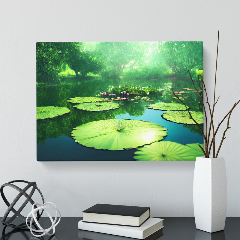 Blissful Water Lily Pond - Wrapped Canvas, 35cm H x 50cm W x 3cm D