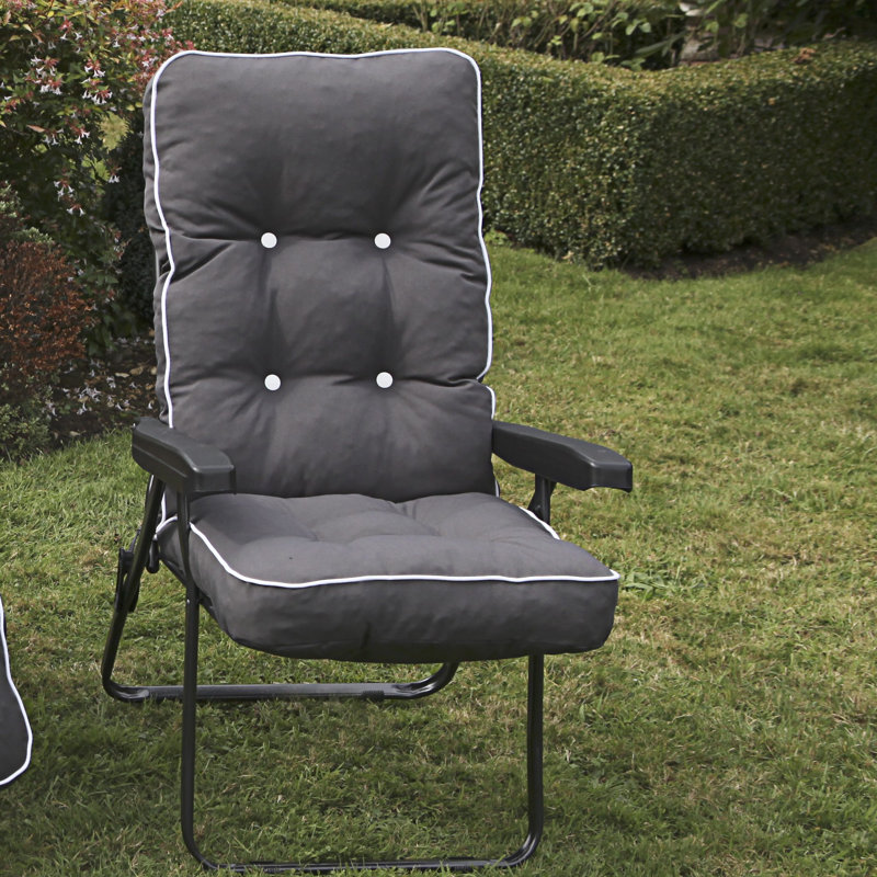 Leni Folding Recliner Chair, Charcoal, Grey