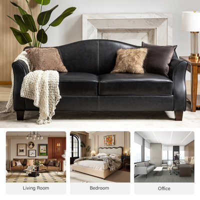 Ashantae 81.5'' Traditional Genuine Leather Sofa with Solid Tapered Wood Legs