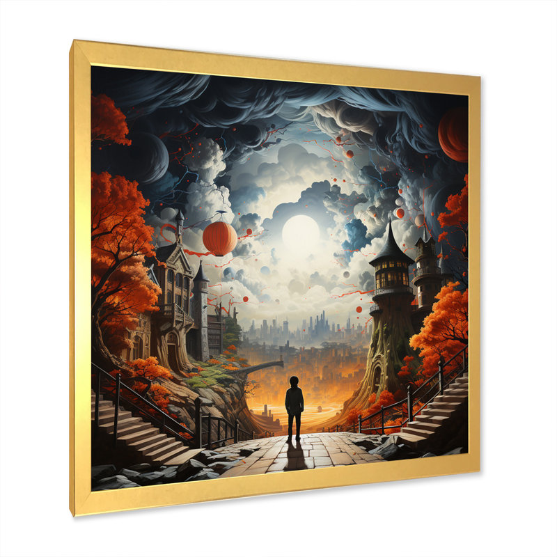 Sci Fi Odyssey City III sur toile, H 36 po x l 36 po x P 1,5 po, Cadre doré à une seule photo