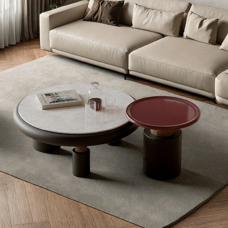 Ensemble de tables basses rondes en marbre