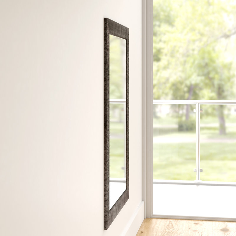 Wood Flat Wall Mirror, 46" H x 22" W