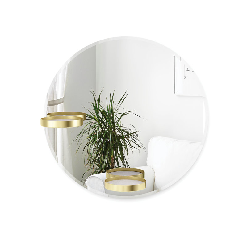 Flat Wall Mirror with Shelves