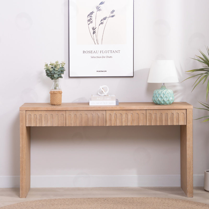 Console avec 4 tiroirs, Naturel