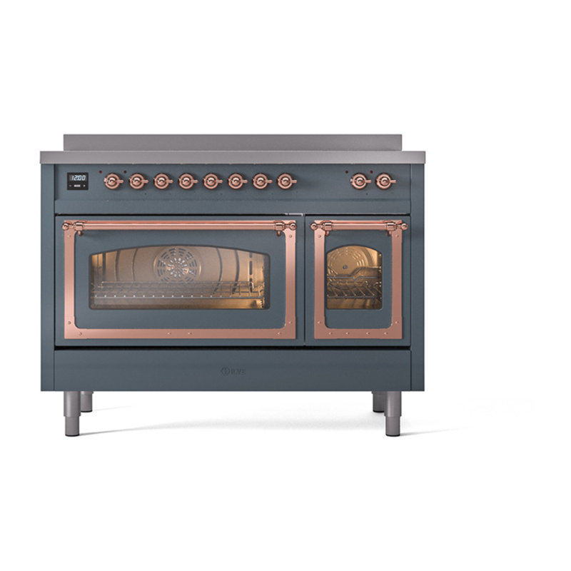 ILVE Nostalgie II Noblesse 48 in Induction Range, Blue Gray/Copper