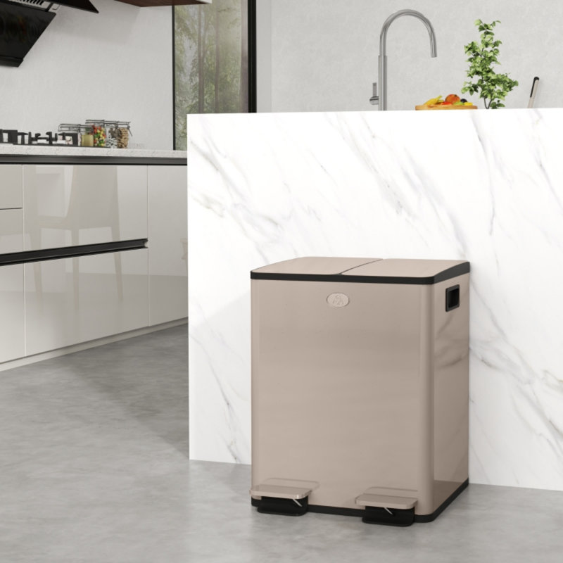 Stainless Steel Kitchen Trash Can, Light Gold