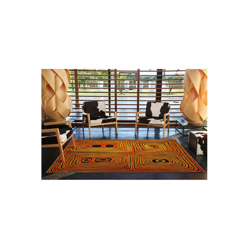 Tapis lavable décoratif à carreaux de couleur trapèze orange, Rectangle 3' x 5'