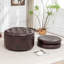 Repose-pieds de rangement en cuir véritable d'une largeur de 27,5 po avec deux coussins de sol-387698664