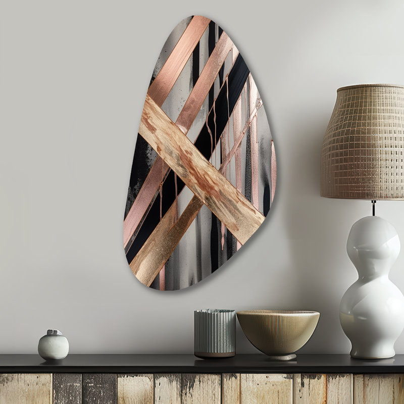 Duvall - Reproduction d'art asymétrique en marbre, sculpture murale en métal de forme unique, H 31 po x l 17 po