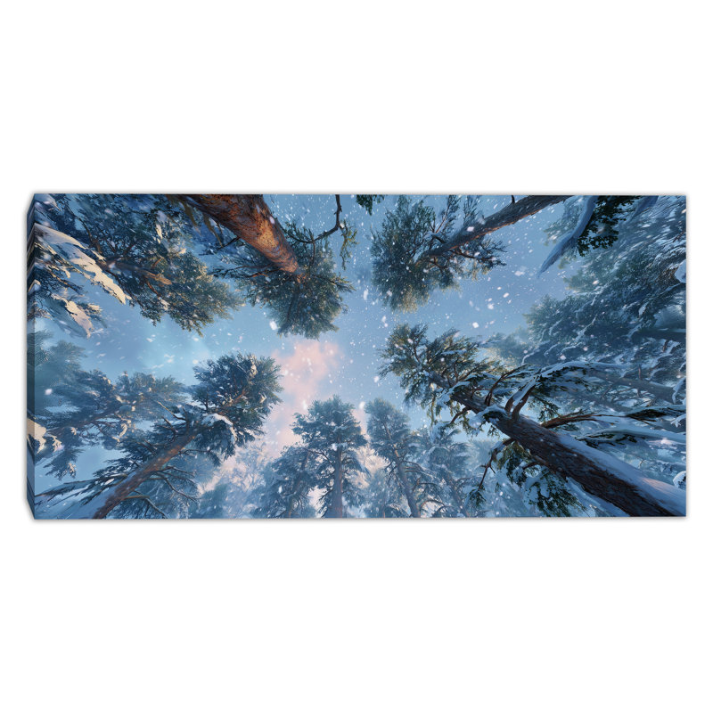 «Snowfall Skyward Pines», art mural sur toile, H 20 po x l 40 po