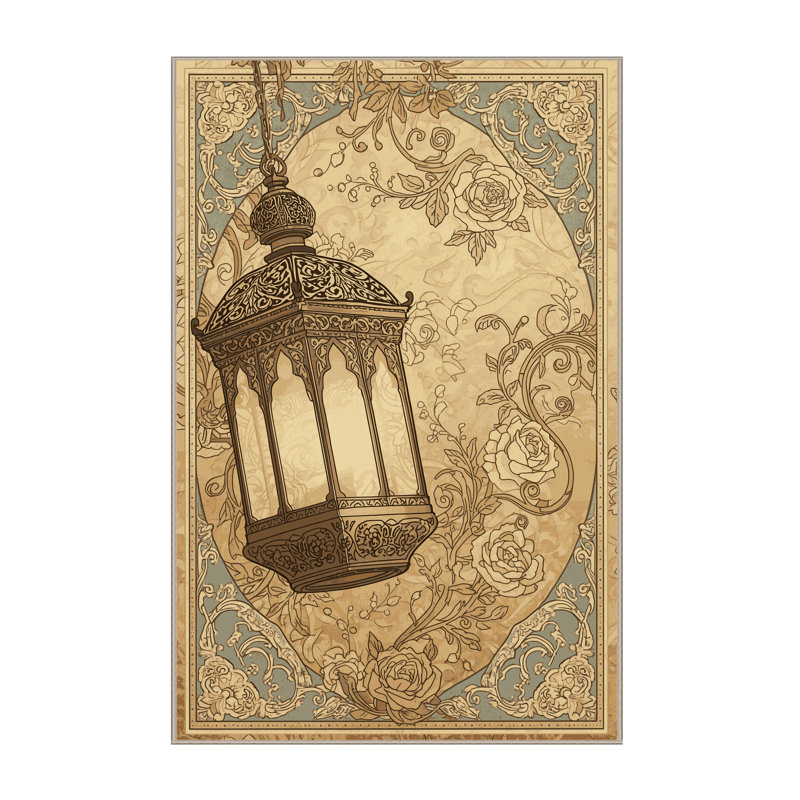 Tapis doux et moelleux à motif floral beige, 8 x 10