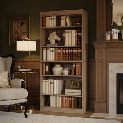 Premium 100% Solid European Oak 6-Shelf Modular Bookcase 