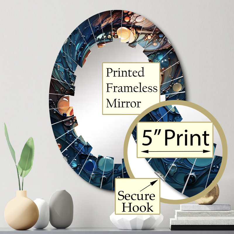 Millsmith - Miroir mural moderne ovale, 30 po x 20 po