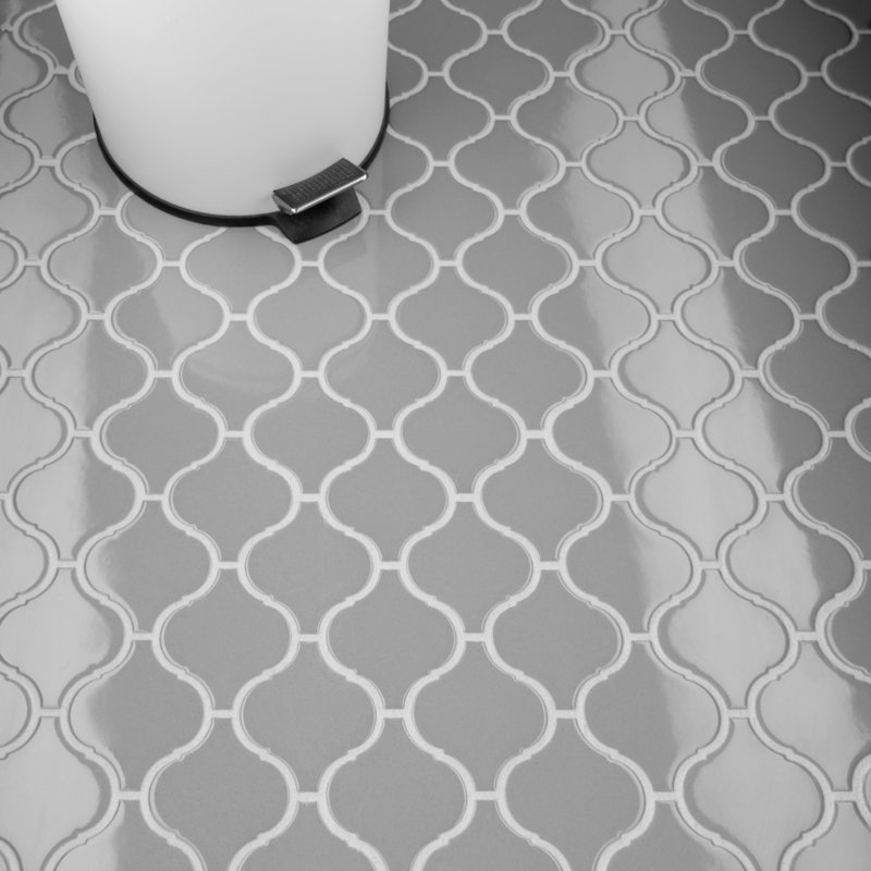 Metro Lantern 9-1/2 " x 10-3/4 " Porcelain Mosaic Floor and Wall Tile, Light Gray Glossy