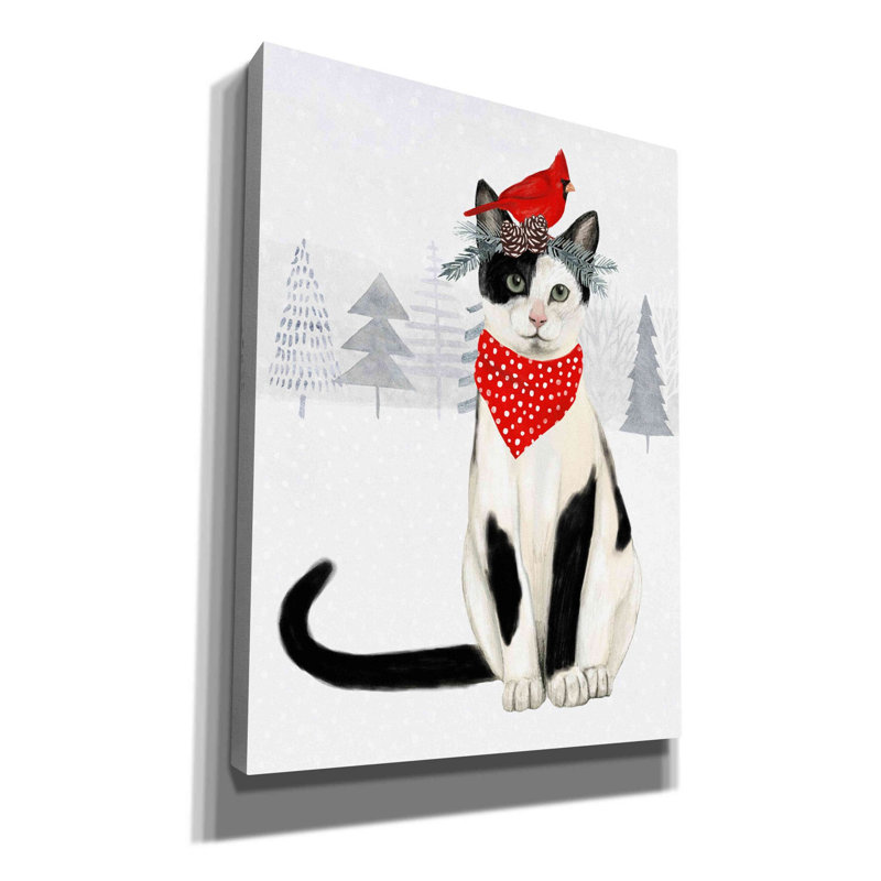 «Christmas Cats & Dogs VI» par Victoria Borges, art mural sur toile, H 54 po x l 40 po x P 1,5 po