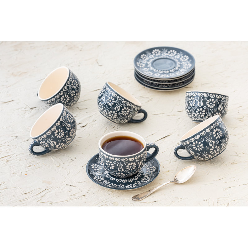 Hand Painted Ceramic Ceramic, Gray, 3.4 oz