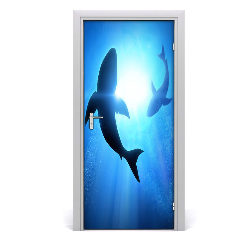 Silhouettes Of Sharks Door Decal