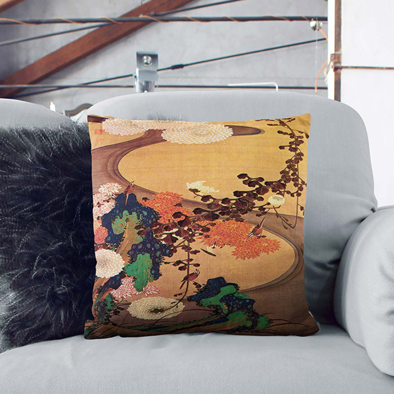 Floral Square Cushion, 55cm H x 55cm W x 20cm D
