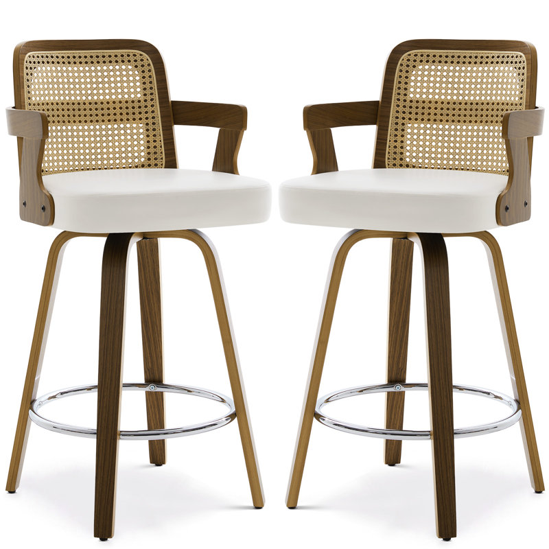 Tabouret de bar et tabouret de bar 26,77 po avec accoudoirs, Blanc, 2