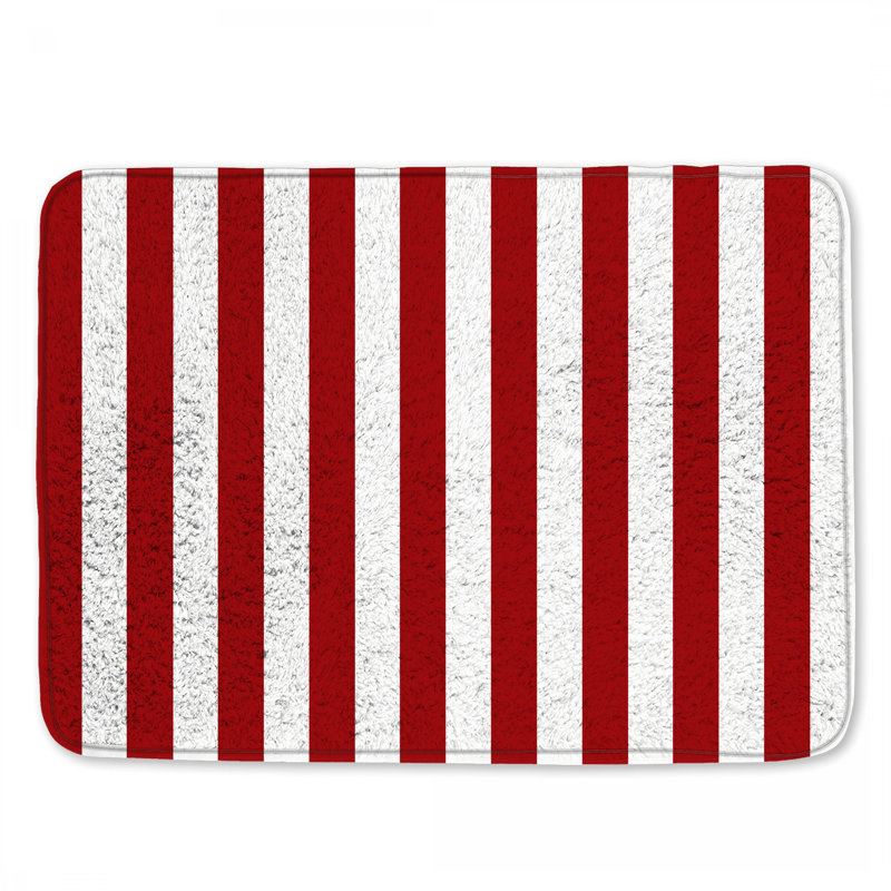 Red White Stripes Bath Mat, L 24 po x L 17 po