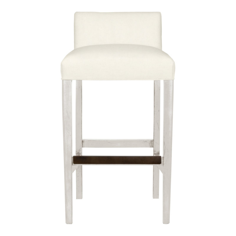 Gin Fizz Upholstered Stool with Solid Wood Frame, No, Kennelly Snow, Casa Blanca