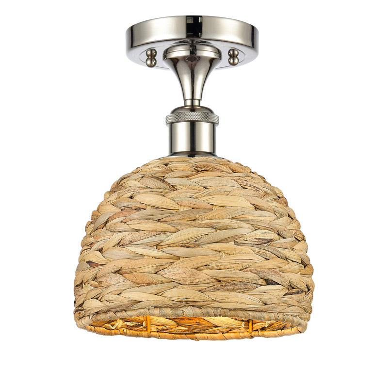 Plafonnier semi-encastré 1 lumière 16 po Tsang, H 10,25 po x l 8 po x P 8 po, Nickel poli