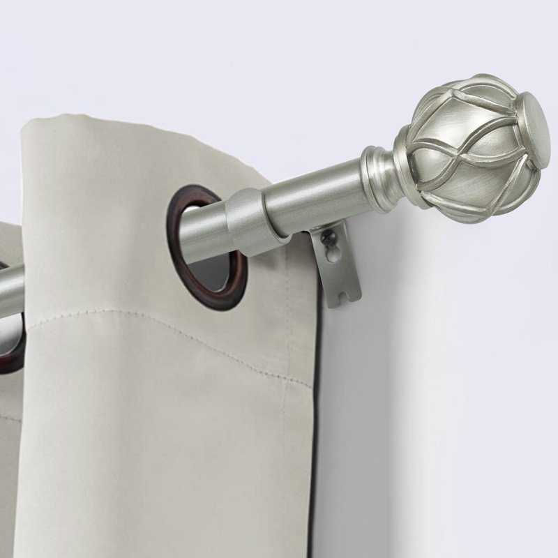 Cousar Adjustable Single Curtain Rod, Antique Silver, 72" – 144"