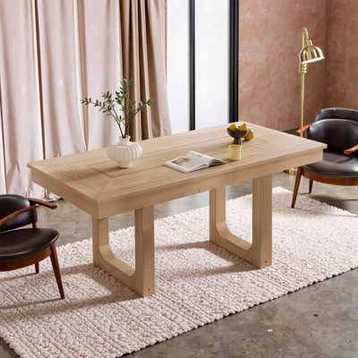 Extendable Farmhouse Dining Table 60"-78", Solid Wood Expandable Table For 4-8 Guests