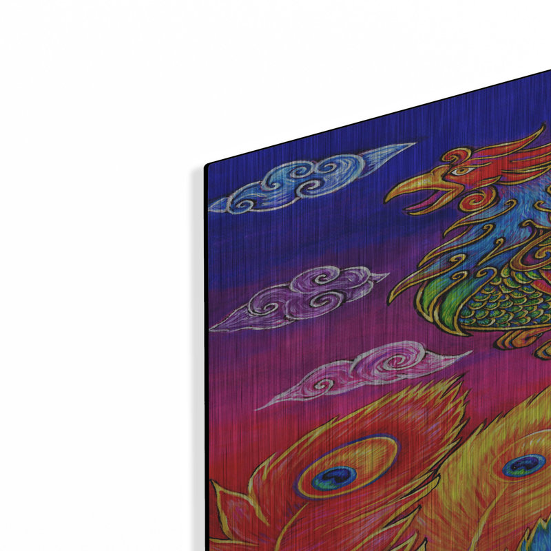 «Fenghuang Chinese Phoenix Rainbow Bird» par Rebecca Wang Art, H 36 po x l 24 po