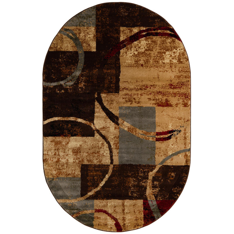 Abstract Indoor Rug, Oval 5'3" x 8'