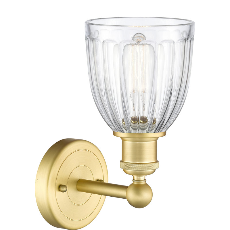 Caroleen Armed Sconce, Clear, Satin Gold